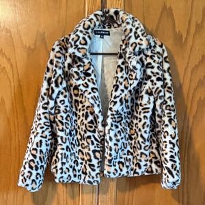EillyBazar Fits Medium (XS) Print Faux Fur Open Front Blazer/Jacket Warm